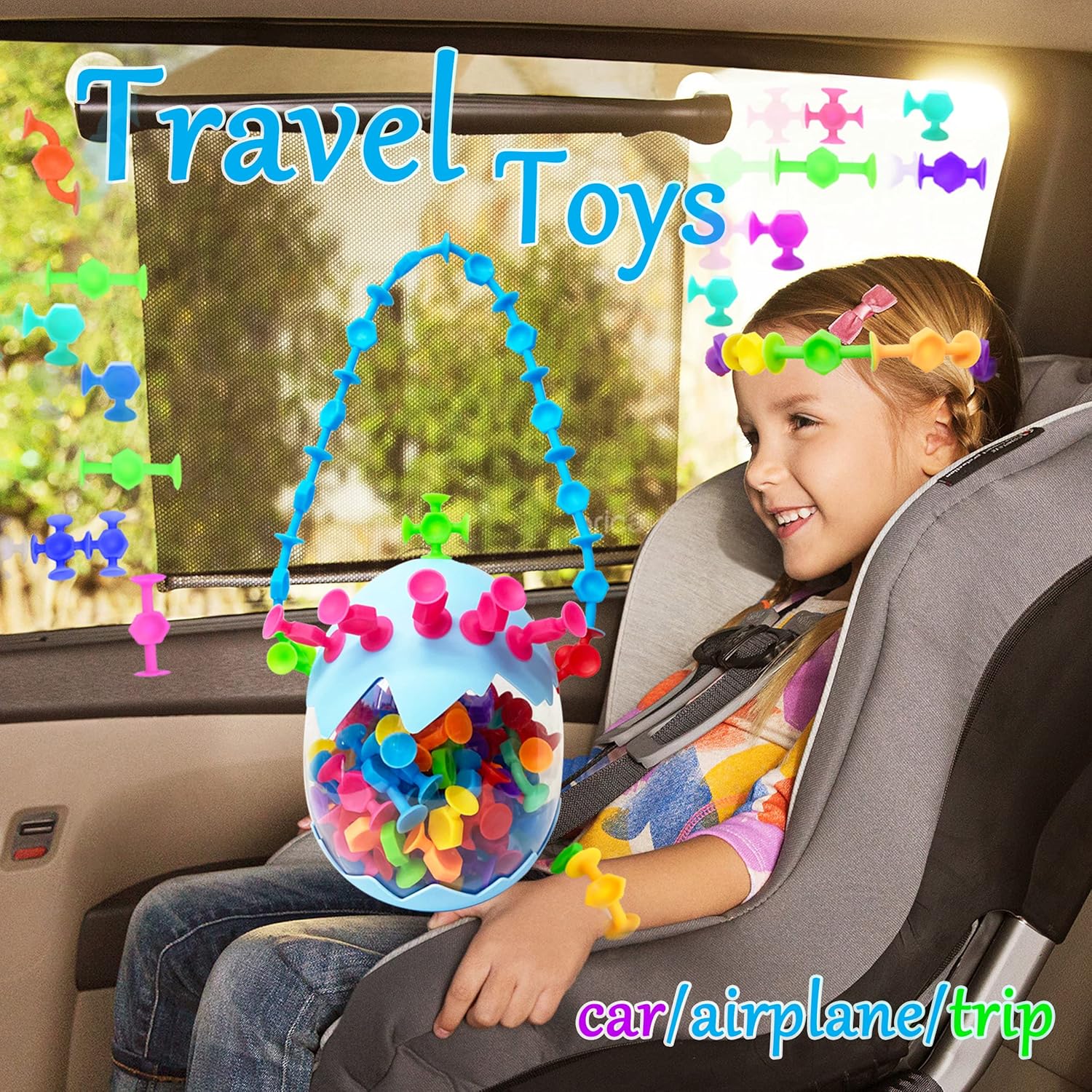 100pcs Suction Bath Toys for Baby Kids, Bath Toy Silicone Construction Building Blocks Montessori Sensory Toy for 3 4 5 6 7 8 Years Old Toddlers Boys Girls with Egg Storage…