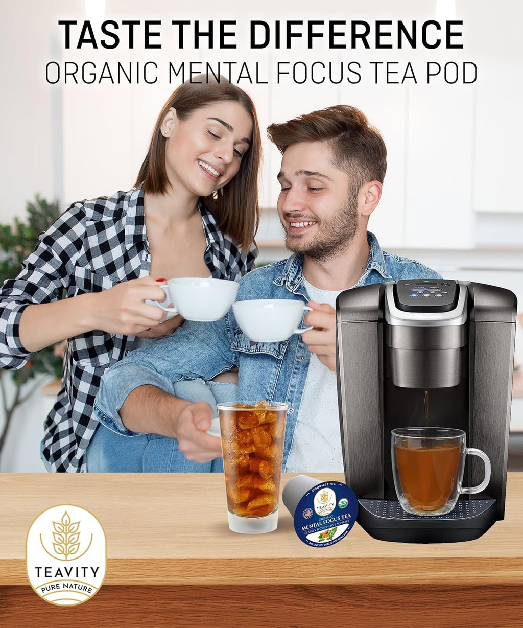 Organic Tea Pods with Moringa, Peppermint, Holy Basil & Turmeric - Naturally Decaf Tea - Mental Focus by Teavity (36)
