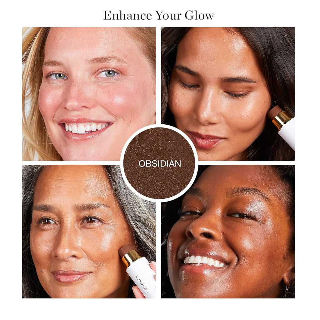 Ogee Sculpted Face Stick (OBSIDIAN - MATTE DEEP BRONZE) Certified Organic Bronzer Stick & Contour Makeup - Multi-Use Bronzer Stick for Face