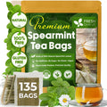 FreshDrinkUS Premium 135 Spearmint Tea Bags, 100% Natural & Pure Spearmint Leaves. Loose Leaf Herbal Tea. No Sugar, No Caffeine, No Gluten, Vegan