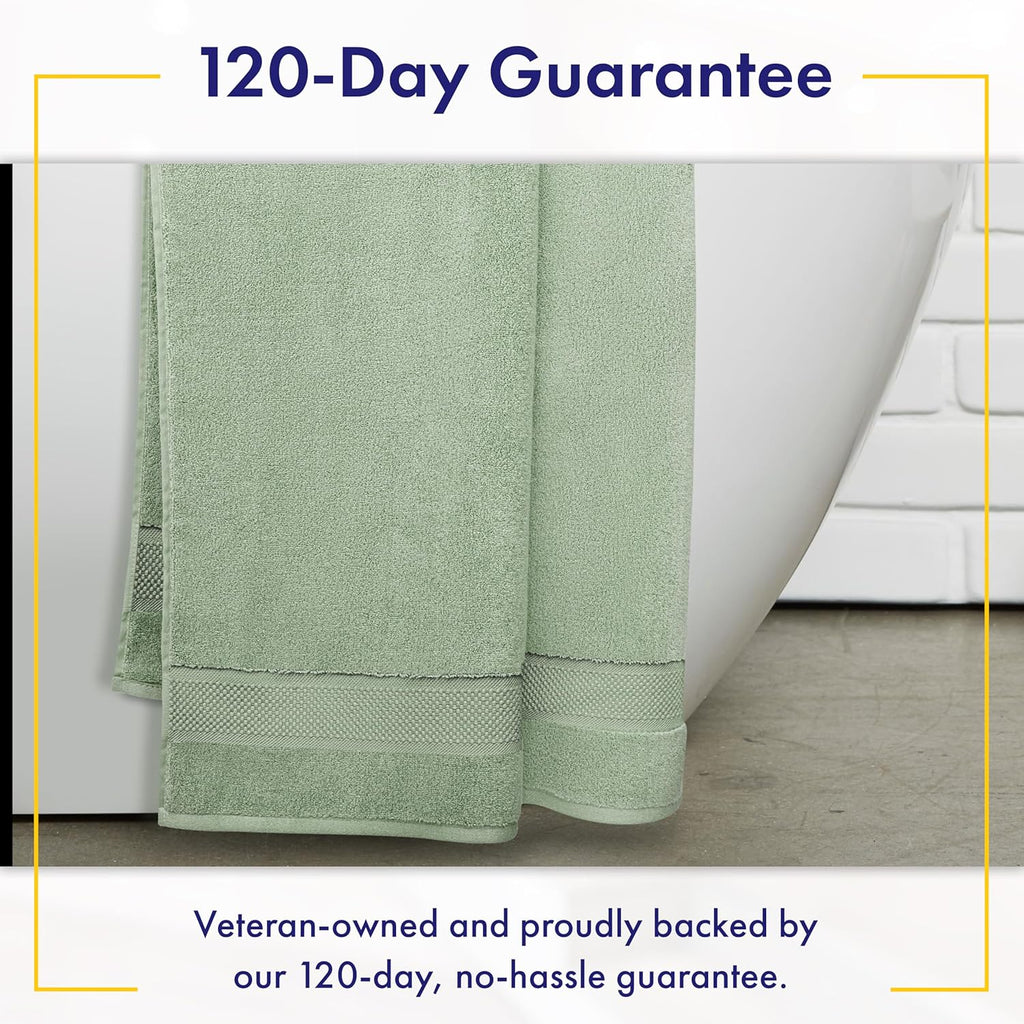 100% Organic Zero-Twist Cotton Towel - Luxury Bath Towel - Ultra Soft & Plush 700GSM Long-Staple Cotton (Eucalyptus Green)