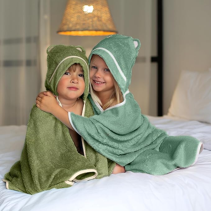Premium Toddler Towels with Hood - Extra Soft Rayon from Bamboo Toddler Bath Towel (Olive)