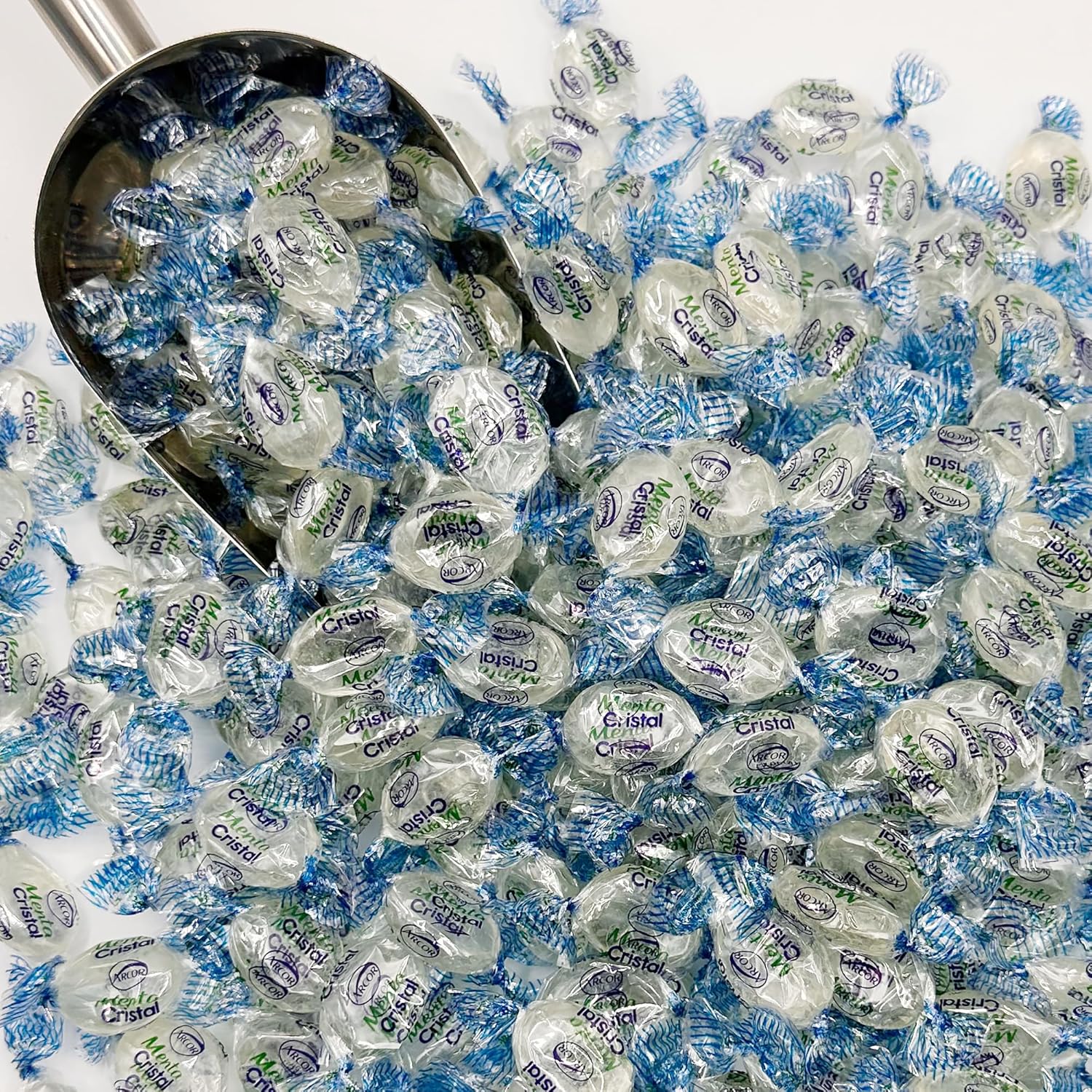 Crystal Candy Hard Mints - 2 Pounds (Approx. 200 Pieces) Arcor Blue Crystal Mint Candy Individually Wrapped, Breath Mints Bulk, After Dinner Mint, Bulk Candy