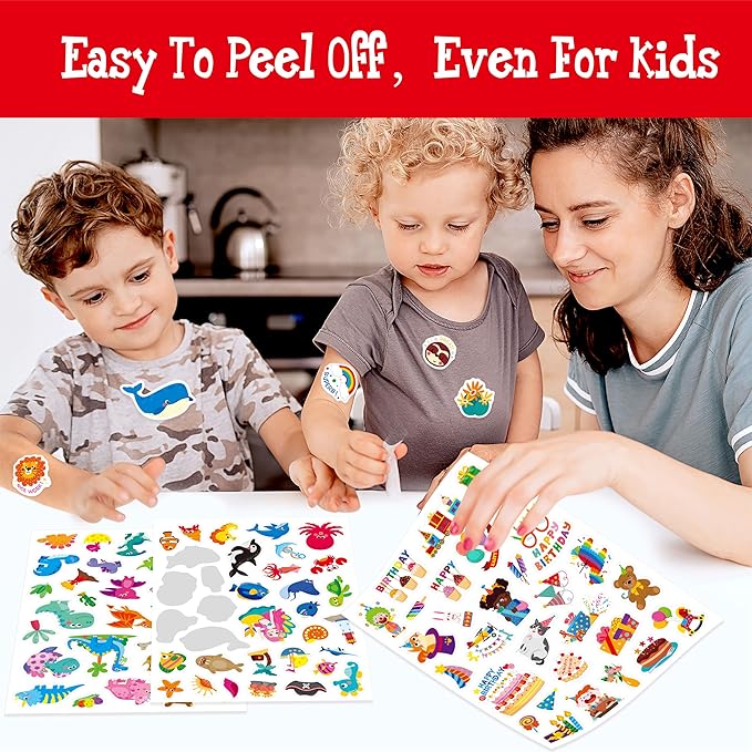 1300PCS Adorable Stickers, Farm/Marine/Wild Animals, Vehicles, Dinosaurs, Food, Party, Food, Reward Stickers Incentive System Stickers for Classroom, Kindergarten, Home Rewards, Craft Scrapbooking