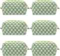 PAZIMIIK Checkered Makeup Bag for Purse Portable Zipper Make Up Pouch Small Cosmetic Case for Travel Accessories (6PCS Light Green)
