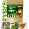 FreshDrinkUS, Premium Tulsi Peppermint Herbal Tea – 55 Tea Bags, 100% Natural, Blend of Tulsi Holy Basil Leaves, and Peppermint Leaves. Made with Natural Material Tea Bags. No Sugar, Vegan.