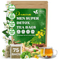 FreshDrinkUS, Premium 75 Tea Bags Men Super Detox Tea – Herbal Blend with Senna, Dandelion Root, Ginger, Peppermint & More – 100% Natural, Sugar-Free. Caffeine-Free. Gluten-Free. Vegan