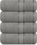 Casa Lino 100% Cotton Hand Towels for Bathroom - Soft, Highly Absorbent & Quick Dry Kitchen Towels - Gym Towel Set - Travel Towel Set - 24" x 16" - Pack of 4 - (Silver Grey)