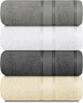 Casa Lino 100% Cotton Hand Towels for Bathroom - Soft, Highly Absorbent & Quick Dry Kitchen Towels - Gym Towel Set - Travel Towel Set - 24" x 16" - Pack of 4 - (Multicolor I)