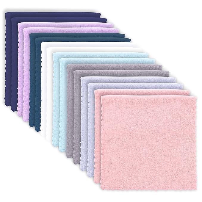 16 Pack Baby Washcloths burp cloths - 20" x 10" - Luxury Multicolor Coral Fleece - Extra Absorbent and Soft Wash Clothes for Newborns, Infants and Toddlers - Suitable for Sensitive Skin and New Born