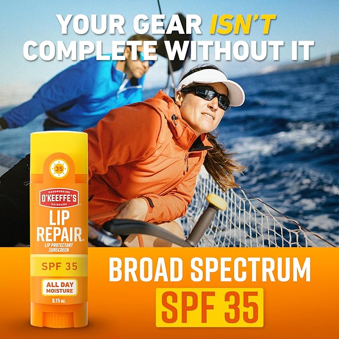 O'Keeffe's Lip Repair SPF 35 Lip Balm - Stick (3 Pack) - Sun-Safe Moisturizer for Extremely Cracked, Dry Lips