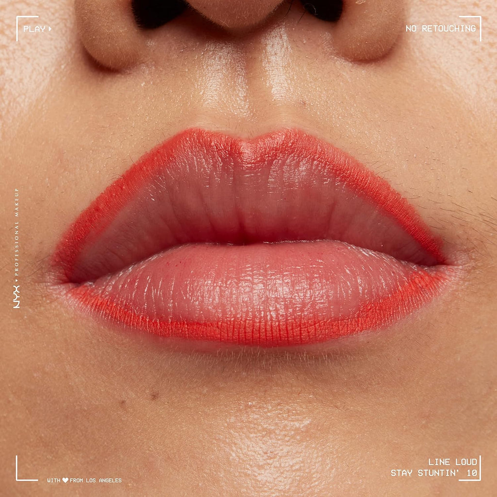 NYX PROFESSIONAL MAKEUP Line Loud Lip Liner, Longwear and Pigmented Lip Pencil with Jojoba Oil & Vitamin E - Stay Stuntin' (Midtone Bright Orange)