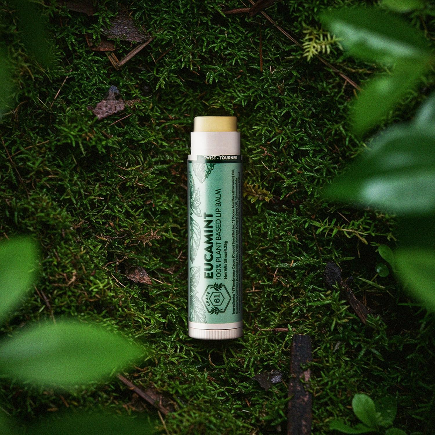 Crate 61 Lip Balm Eucamint – Plastic-Free Plant Pod® Tube – Made with USDA Organic Ingredients – Cooling Peppermint & Eucalyptus – Natural Lip Care for Dry, Chapped Lips – Safe for Men, Women & Kids