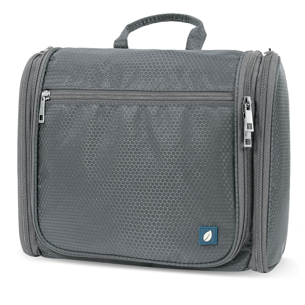 PAVILIA Large Hanging Toiletry Bag Travel Bag Women Men, Cosmetic Organizer, Water Resistant Makeup Bag Accessories Toiletries, Travel Essentials Kit, Grey