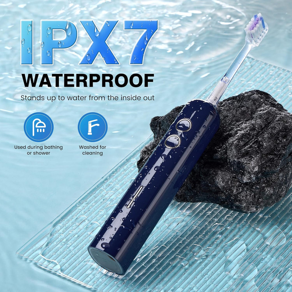 Electric Toothbrush for Adults Sonic Vibration Deep Mouth Cleaning Teeth Whitening Free 4 Toothbrush Heads Super Soft Bristles 3 Modes 90 Days Lifespan IPX7 Waterproof (Color Available)