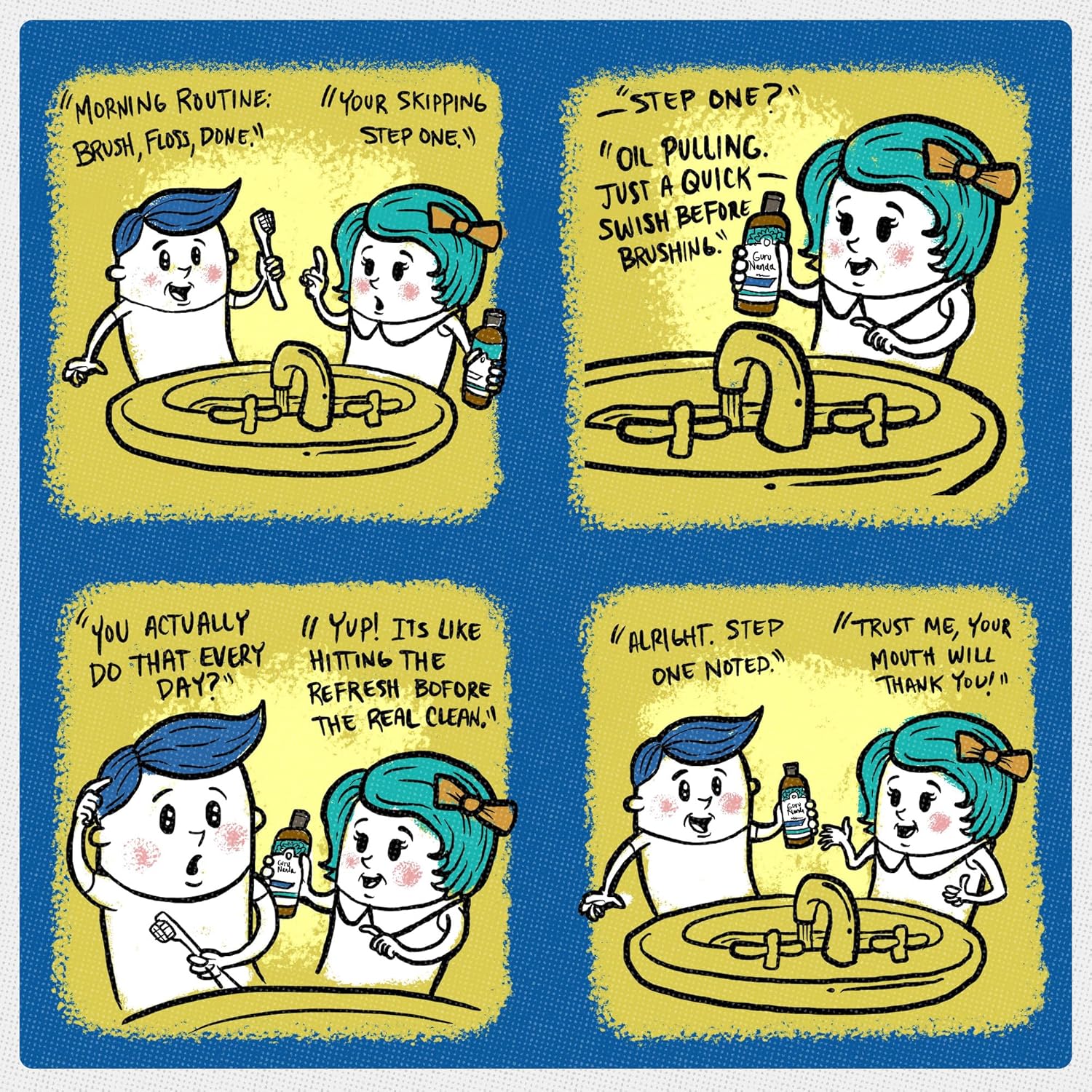 GuruNanda CocoMint Oil Pulling Mouthwash for Complete Oral Hygiene, 7 Essential Oils & Vitamins for Happy Teeth & Gums & Fresh Breath , Alcohol-Free, 8 oz