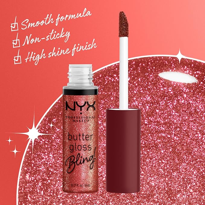 NYX PROFESSIONAL MAKEUP Butter Gloss Bling Lip Gloss, Non Sticky and Shiny Vegan Lip Makeup - Big Spender