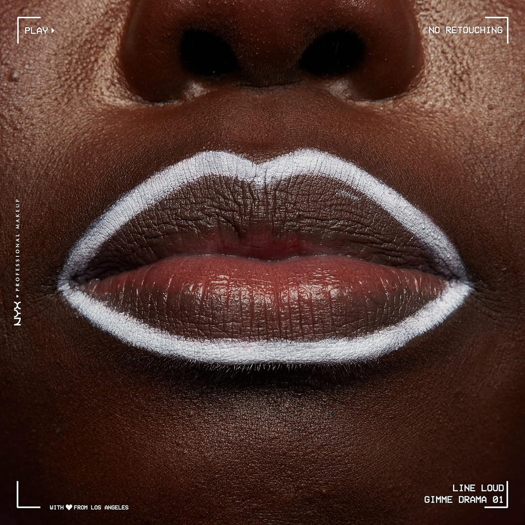 NYX PROFESSIONAL MAKEUP Line Loud Lip Liner, Longwear and Pigmented Lip Pencil with Jojoba Oil & Vitamin E - Gimme Drama (White)