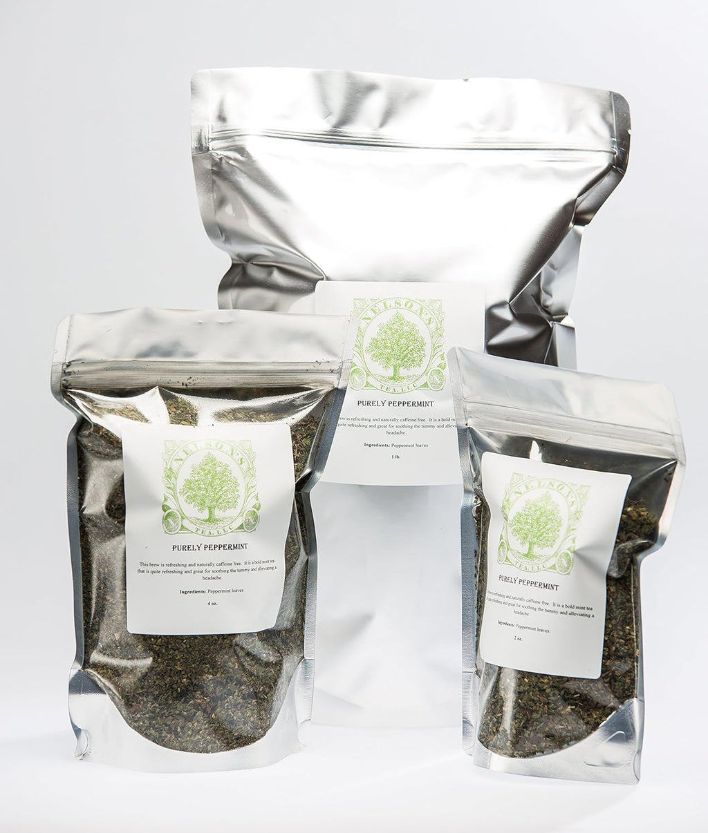 Nelson's Tea - Purely Peppermint - Caffeine Free, Herbal Loose Leaf Tea - Peppermint Leaves - 4 oz.