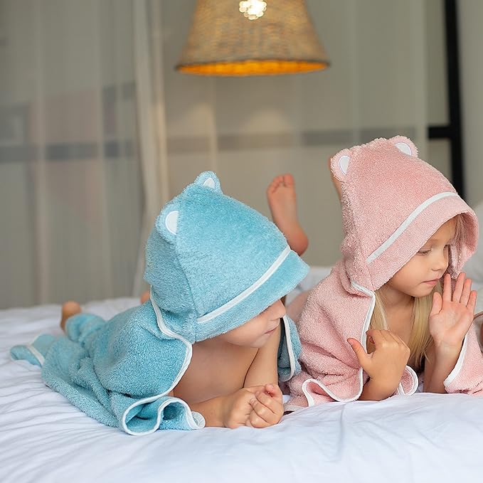 Premium Toddler Towels with Hood - Extra Soft Rayon from Bamboo Toddler Bath Towel (Blue)