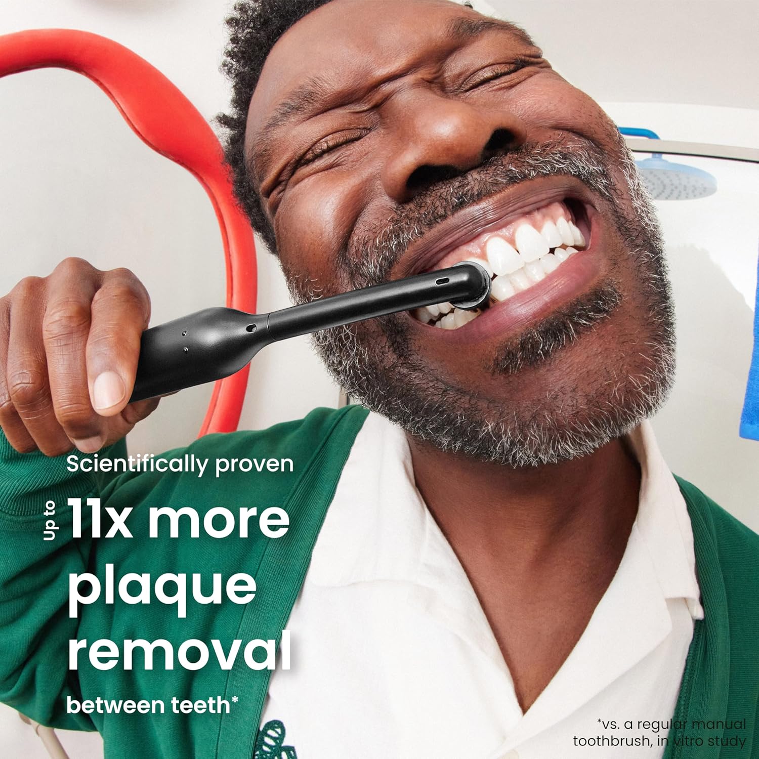 Quip Rev 360 Oscillating Rechargeable Electric Toothbrush with Extra Brush Head - Soft Bristles, Pressure Sensor, 3 Intensities, 30-Day Battery, 2-Min Timer, Travel Case, Mirror Mount - Blue Stone