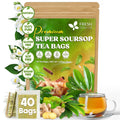 FreshDrinkUS, Super Soursop Herbal Tea – 40 Tea Bags | Soursop, Ginger, Turmeric, Lemongrass, Cinnamon, Black Pepper & Peppermint | Caffeine-Free, Natural Flavor, Plant-Based Blend | Sugar-Free