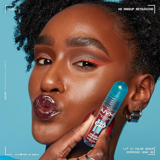 NYX Professional Makeup Lip IV Hydrating Glossy Lip Stain with 12HR Hydration - Mocha Me Wet (Brown)