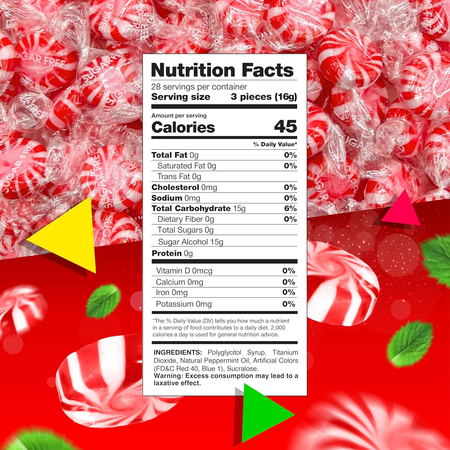 Sugar-Free Peppermint Pinwheel Starlight Mints | 1 Pound Bag | Individually Wrapped Hard Candy