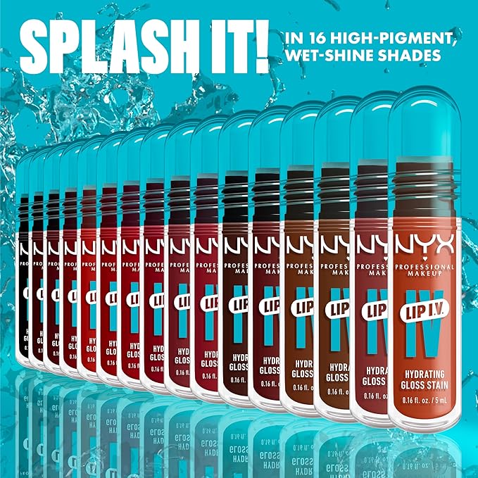 NYX PROFESSIONAL MAKEUP Lip IV Hydrating Glossy Lip Stain with 12HR Hydration - Cranberry Splash (Red)