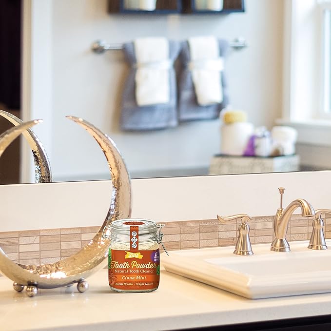 The Dirt - Remineralizing Tooth Powder, Natural Fluoride-Free Teeth Whitening Powder with Hydroxyapatite, Flouride & Gluten Free, Organic Vegan (Cinna Mint, 51g: 6 Month Supply)