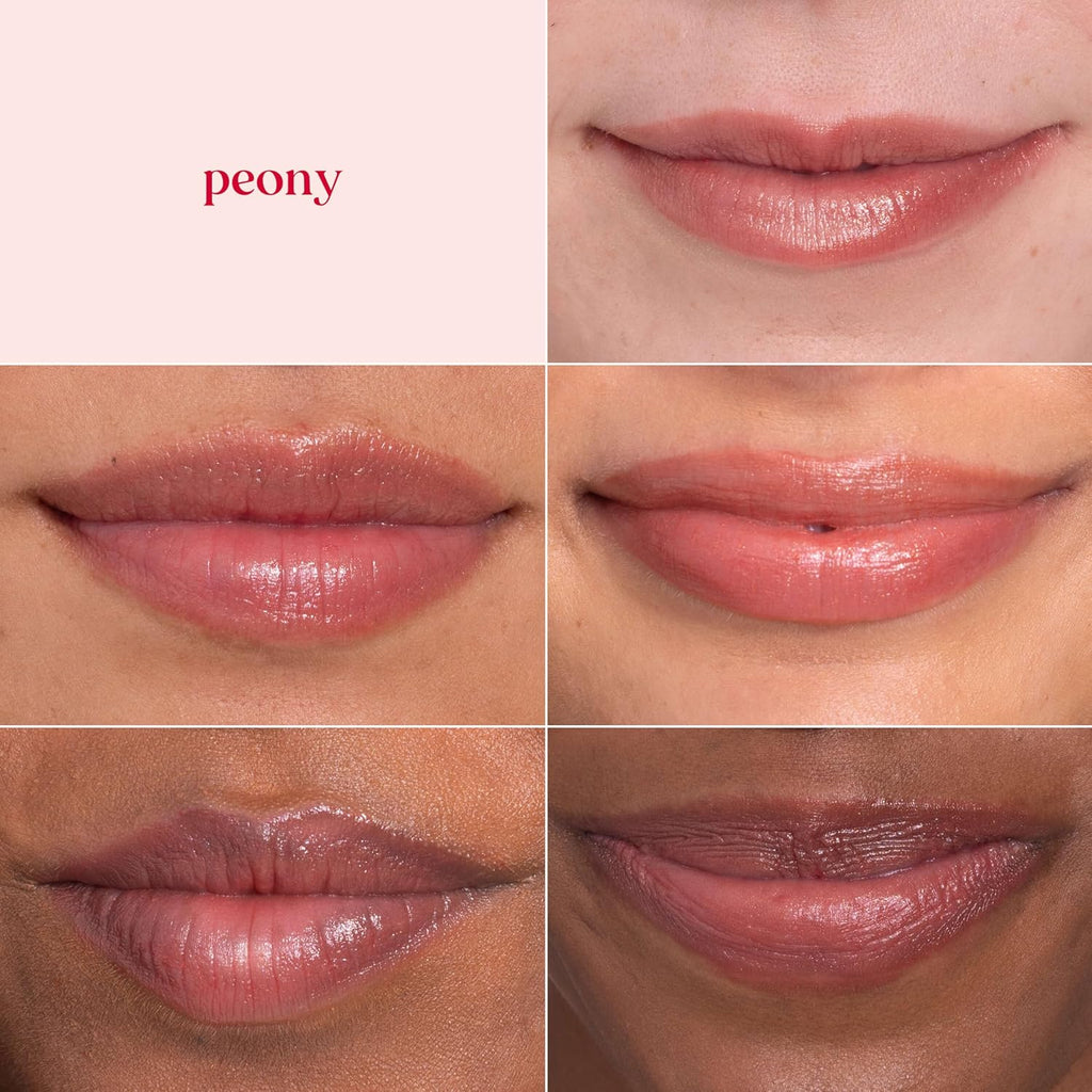 Burt's Bees Shimmer Lip Tint, Tinted Lip Balm Stick, Moisturizing for All Day Hydration with Natural Glowy Pigmented Finish & Buildable Color, Peony, 1 Tube, 0.09 oz.