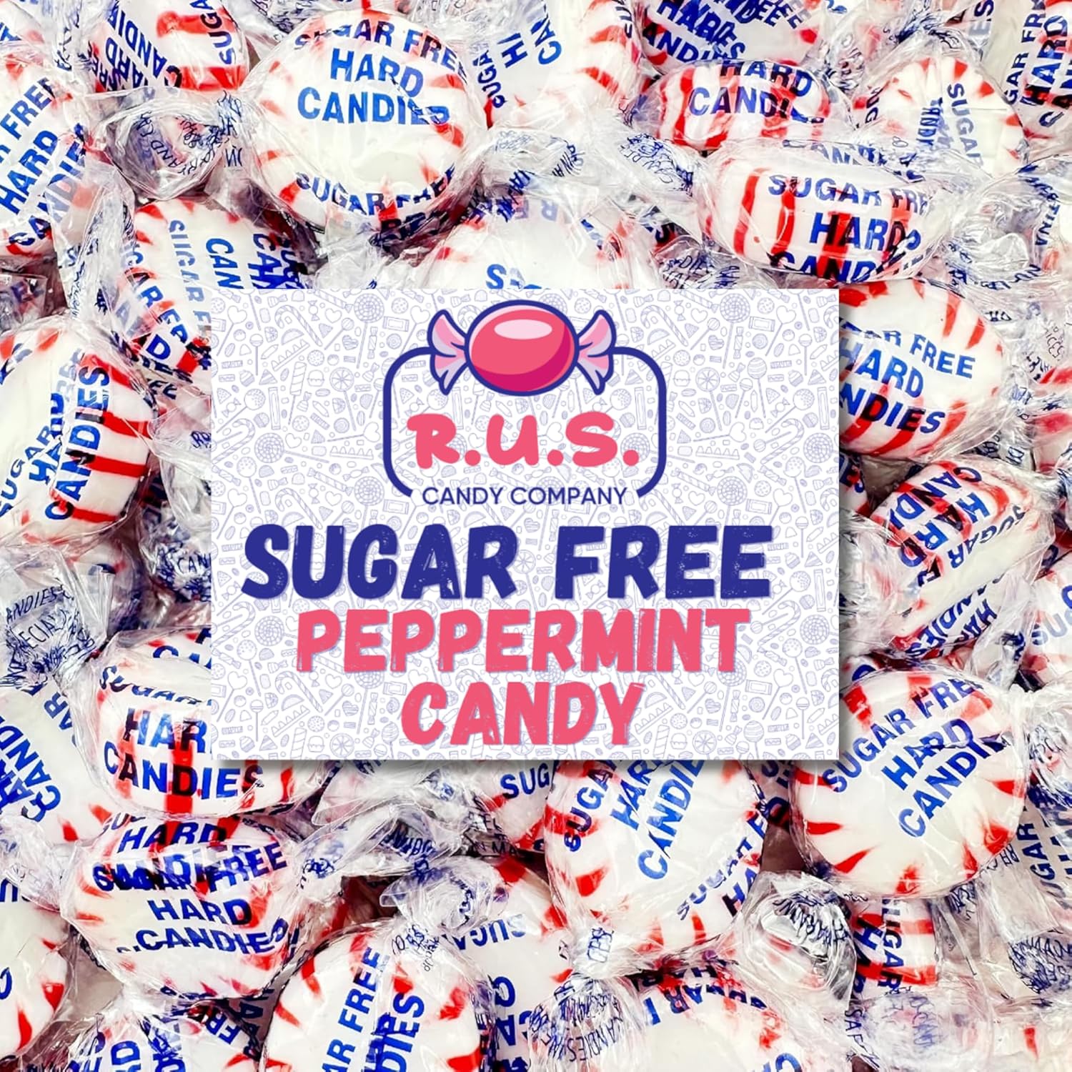 Sugar Free Peppermint Hard Candy Starlight – About 75 Individually Wrapped Breath Mints – Bulk 1 Pound Bag – Refreshing Mint Flavor – Keto Friendly, Diabetic Candy, Gluten Free