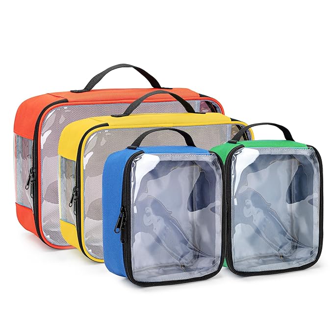 4-piece Toy Storage Organizer Bag, Travel Organizer Case for Building Blocks, Dolls, Crafts, Magnetic Building Tiles, Blocks Toy Storage Bag with Visible Top