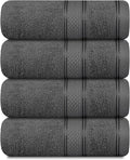 Casa Lino 100% Cotton Hand Towels for Bathroom - Soft, Highly Absorbent & Quick Dry Kitchen Towels - Gym Towel Set - Travel Towel Set - 24" x 16" - Pack of 4 - (Charcoal Black)