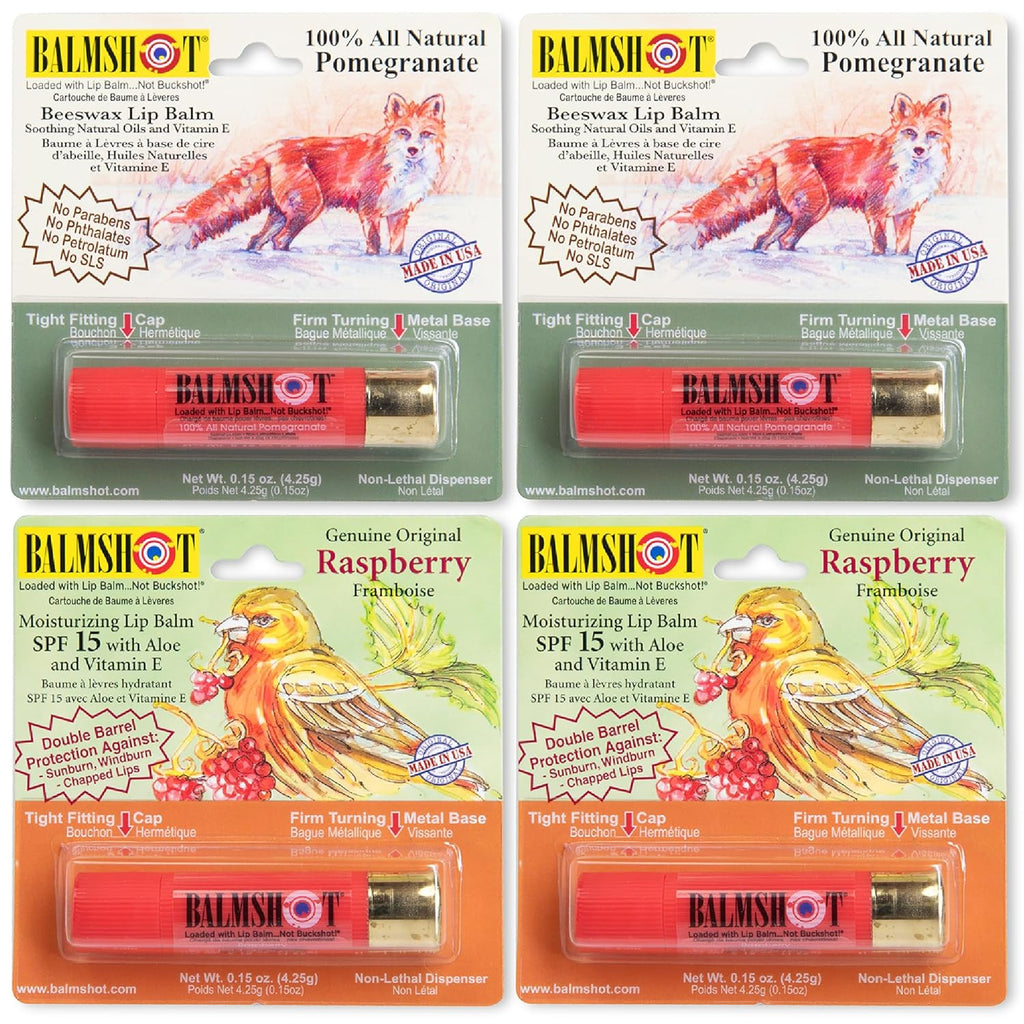 BALMSHOT Lip Balm 4 Pack (Fruit Combo (Variety Pack))