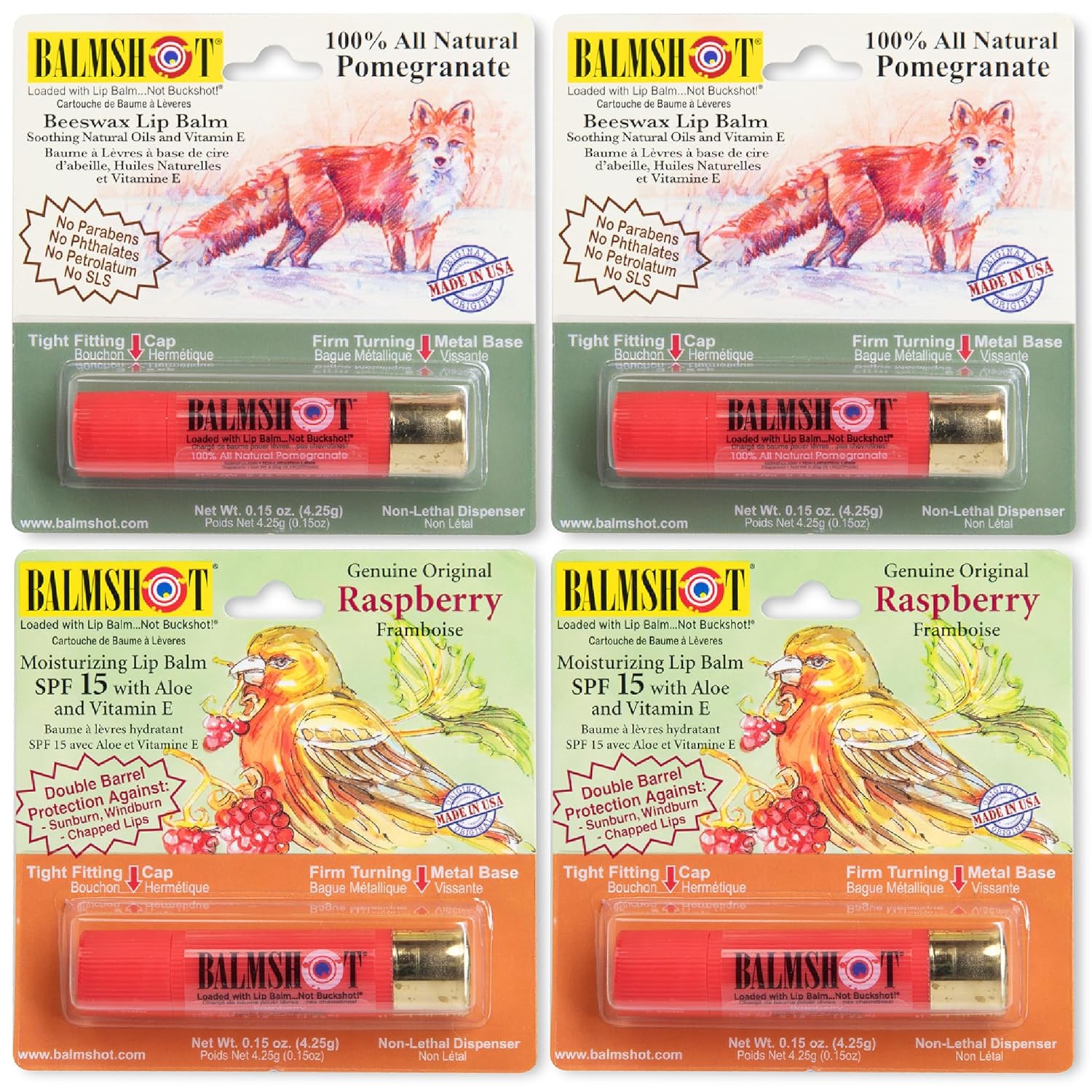 BALMSHOT Lip Balm 4 Pack (Fruit Combo (Variety Pack))
