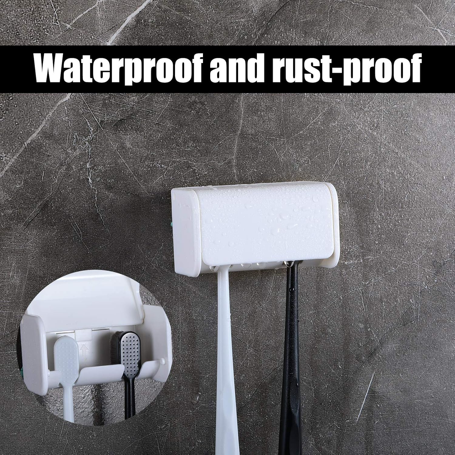 Patelai 2 Pcs Toothbrush Holder Wall Mounted with Cover,2 Slots Self Adhesive Electric Toothbrushes Storage Organizer for Dorm Bathrooms Cabinet and Shower