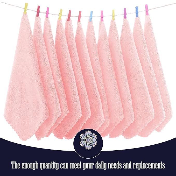 16 Pack Baby Washcloths - Luxury Coral Fleece - Extra Absorbent and Soft Wash Clothes for Newborns, Infants and Toddlers - Suitable for Sensitive Skin and New Born - Baby Shower - Pink,10x10 Inch