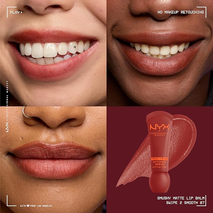 NYX PROFESSIONAL MAKEUP Smushy Matte Lip Balm, Tinted Lip Moisturizer with Soft, Matte Finish - Swipe 2 Smooth (Cherry Cola Brown)