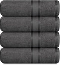 Casa Lino Charcoal Black Bath Towels Set of 4 (54" x 27") - Large Bathroom Towel Set - 100% Cotton Towels for Bathroom - Highly Absorbent & Quick Dry Bath Towel Multipack - New Apartment Essentials
