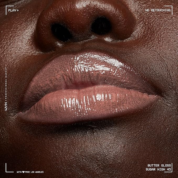 NYX PROFESSIONAL MAKEUP Butter Gloss Brown Sugar, Non-Sticky Lip Gloss - Sugar High (Peachy Light Nude)