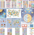16 Educational Posters for Preschoolers, Laminated PreK Learning Poster Charts for Toddlers 1-3, Learning Wall Charts for Kids’ Bedroom, Playroom, Preschool, Kindergarten and Homeschool (Morandi A)