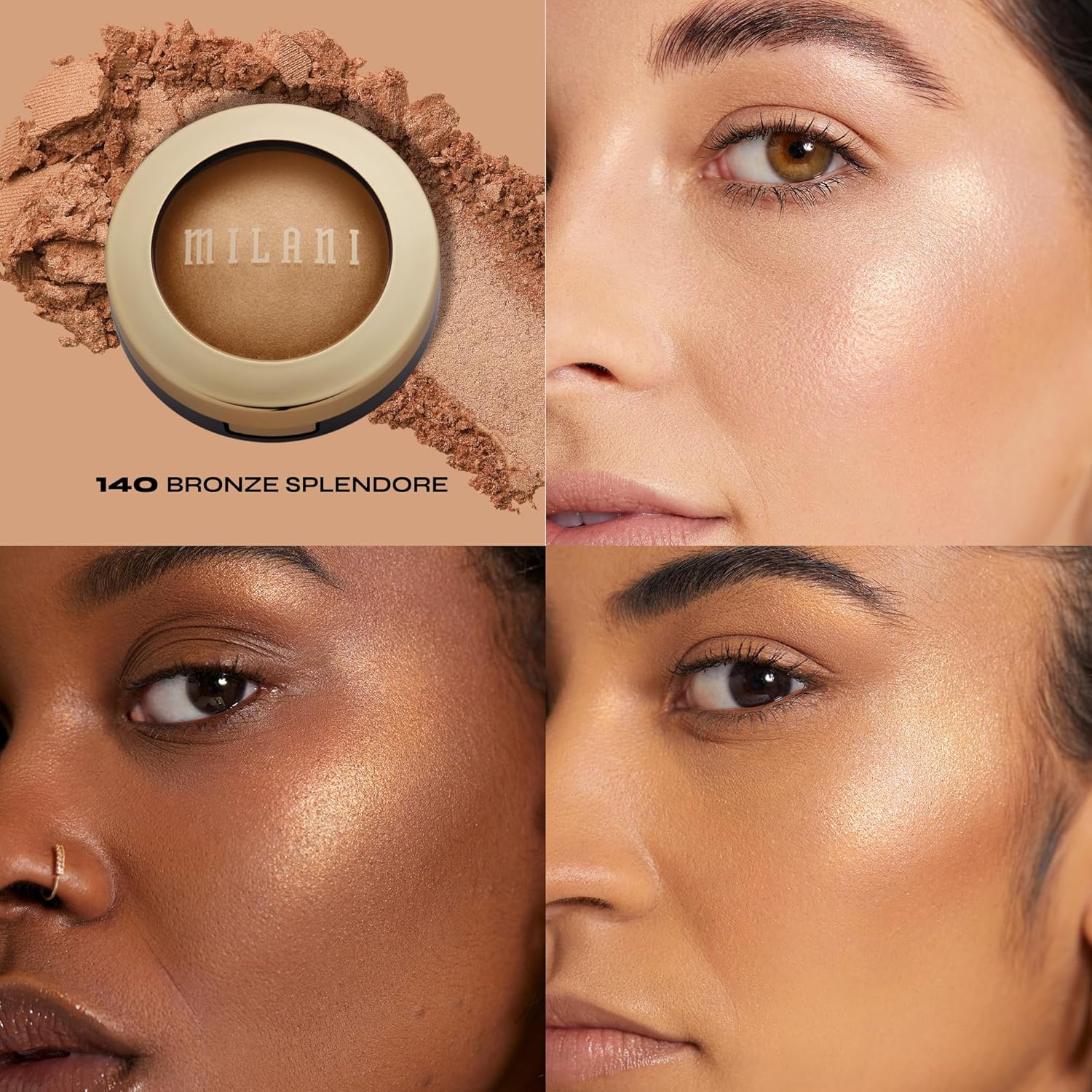 Milani Highlighter Makeup - Baked Contour Powder & Face Highligher, Made in Italy - Bronze Splendore