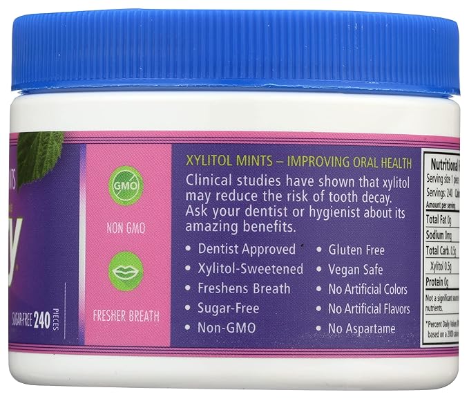 Spry Xylitol Berry Blast Mints Sugar Free Candy - Promote Oral Health, Increase Saliva Production, Stop Bad Breath, Non-GMO, Gluten-Free, 240 Count (Pack of 1)