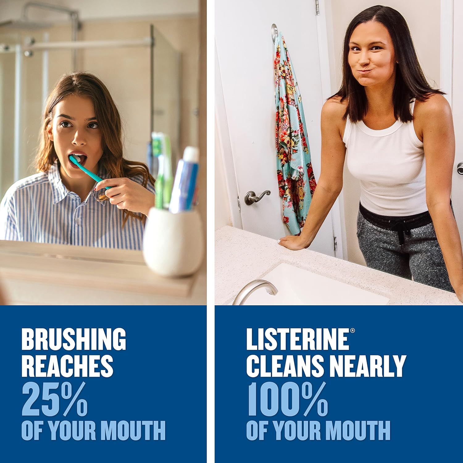 Listerine Ultraclean Alcohol Free Tartar Control Mouthwash, Oral Rinse to Help Fight Bad Breath and Tartar, for Cleaner, Naturally White Teeth, Less Intense Arctic Mint Taste, 1 L (Pack of 2)