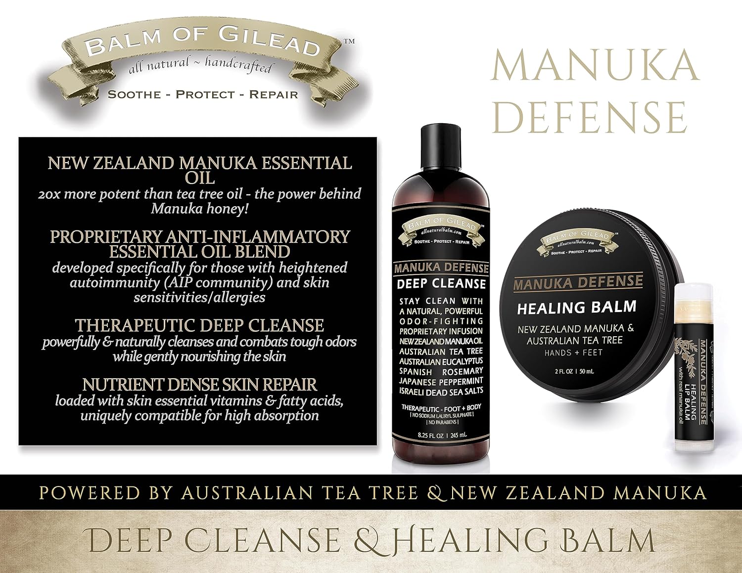 BALM OF GILEAD Manuka Eczema Honey Cream - Manuka Defense Healing Lip Balm, Intensive Moisture Therapy - Moisturizer for Sensitive Skin, Eczema, Psoriasis, Dermatitis