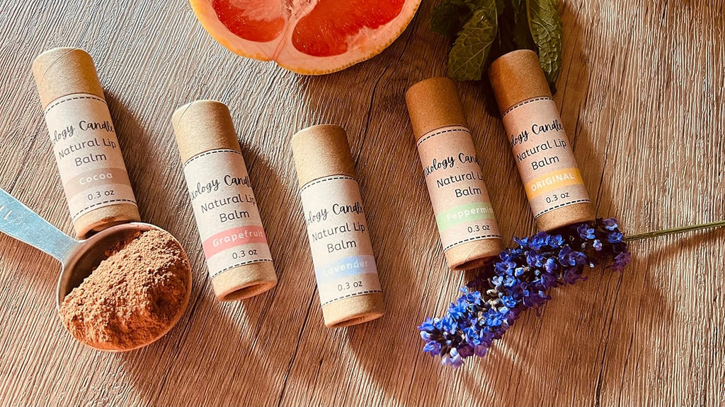 Handmade Natural Lip Balm Set of 5- Original, Mint, Cocoa, Lavender, Grapefruit - 5 Pack