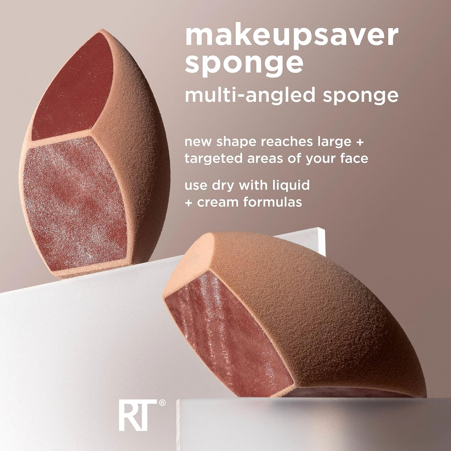 Real Techniques Makeupsaver Sponge, Makeup Blender Sponge For Liquid & Cream Formulations, Natural Finish & Reduces Makeup Waste, Targeted Application, Cruelty & Latex-Free, 1 Count