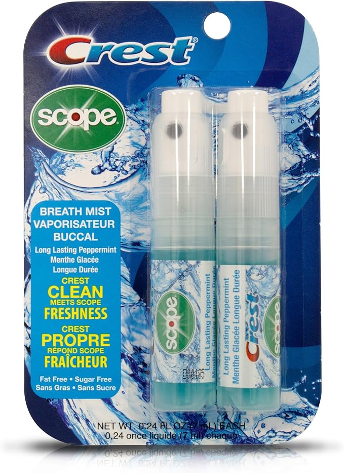 Crest Scope | Six 2-Pack of Mint Breath Mist Sprays (12 Total Sprays) - 0.24 Ounce (7mL) - Made in an FDA Audited USA Facility