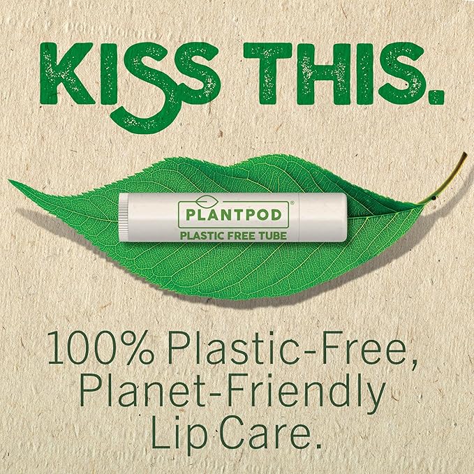 Vegan Lip Balm Lemon Lime Flavor 3 Pack - Bee Free with Candelilla Wax, Cocoa Butter & Coconut Oil Lip Care. Soothe & Moisturize Dry, Chapped Lips - 100% Plastic-Free Plant Pod Packaging - Made in USA